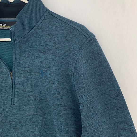 Under Armour Mens ColdGear Half Zip Heather Green Pullover Size Medium - Picture 8 of 15